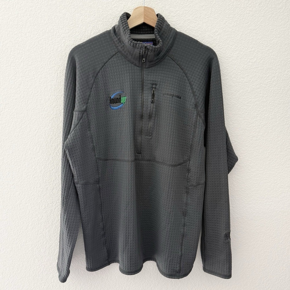 Patagonia Mens R1 Regulator Fleece Pullover Large Grey Waffle Grid Thermal LOGO